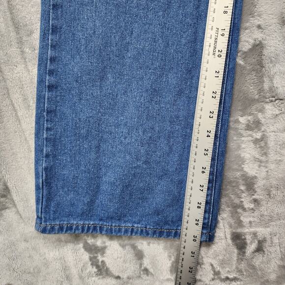 Shein Jeans Womens M Blue Mid Rise Wide Leg Stretch Denim Medium Wash Faded - Picture 10 of 12